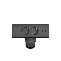 Axessline Desk - 2 eluttag typ F, 2 USB-C laddare 30W max, svart